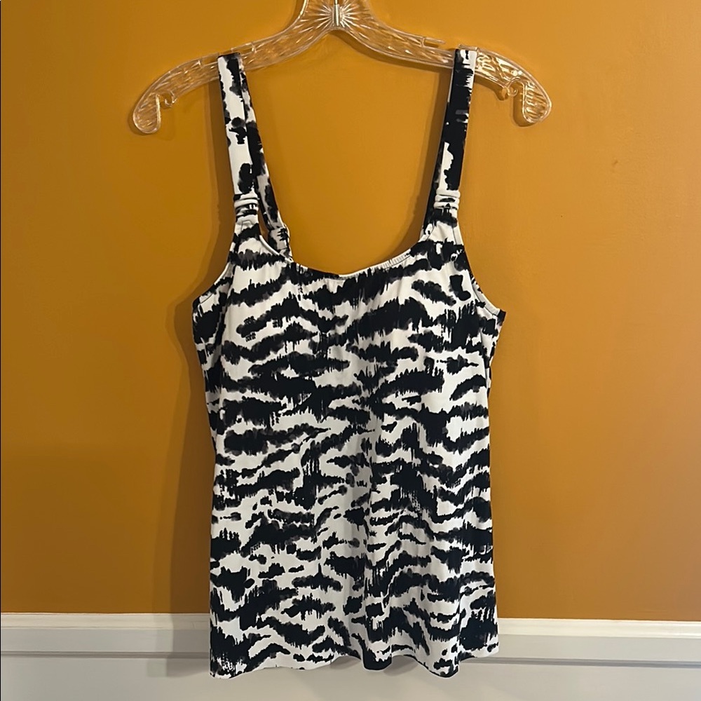 Black and White Women's Swim Top